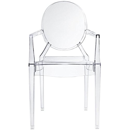 Hawthorne Collections Modern Acrylic Design Dining Arm Chair in Clear (Fully Assembled)