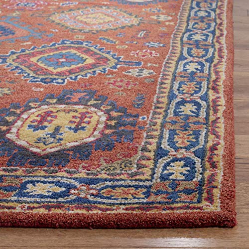 SAFAVIEH Heritage Collection 2'3" x 8' Rust / Navy HG427P Handmade Traditional Oriental Premium Wool Runner Rug