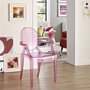 Hawthorne Collections Modern Acrylic Stacking Kitchen and Dining Room Arm Chair in Pink - Fully Assembled