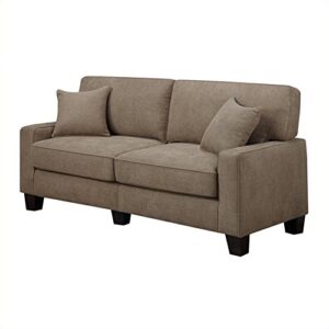 Pemberly Row Contemporary Fabric Upholstered Sofa in Fawn Tan