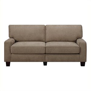 Pemberly Row Contemporary Fabric Upholstered Sofa in Fawn Tan