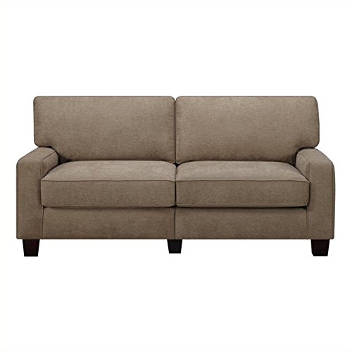 Pemberly Row Contemporary Fabric Upholstered Sofa in Fawn Tan
