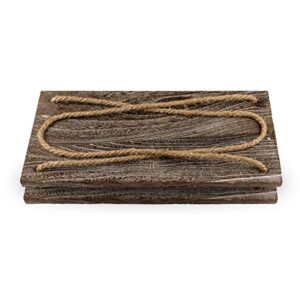 TIMEYARD Decorative Wall Hanging Shelf - Distressed Wood Jute Rope Floating Shelves - Rustic Home Wall Decor - Set of 2