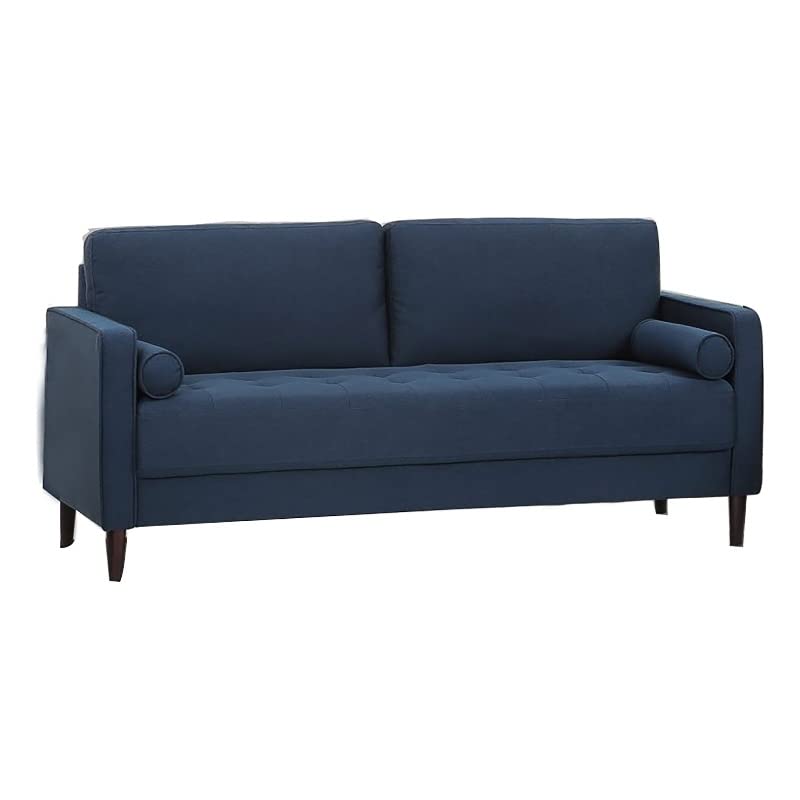 Hawthorne Collections Modern Fabric Upholstery Living Room Sofa in Navy Blue