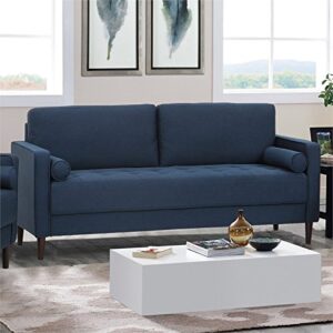 Hawthorne Collections Modern Fabric Upholstery Living Room Sofa in Navy Blue