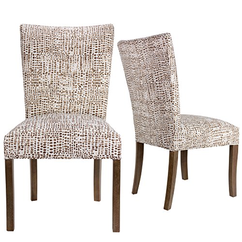 Sole Designs The Julia Collection Contemporary Tufted Fabric Upholstered Wood Dining Chair, Set of 2, Sediment Brown