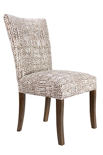 Sole Designs The Julia Collection Contemporary Tufted Fabric Upholstered Wood Dining Chair, Set of 2, Sediment Brown