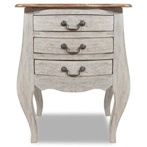 vidaXL Solid Reclaimed Wood Bedside Cabinet w/ 3 Drawers Nightstand Side Table