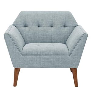 ink+ivy newport accent armchair-solid wood frame, flare arm family chairs modern mid-century style living room sofa furniture, light blue
