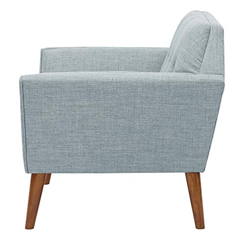 INK+IVY Newport Accent Armchair-Solid Wood Frame, Flare Arm Family Chairs Modern Mid-Century Style Living Room Sofa Furniture, Light Blue