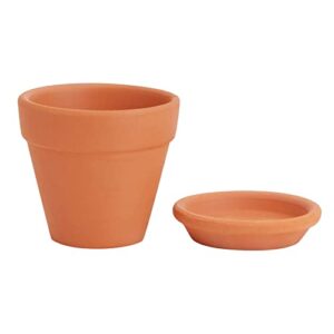 Juvale 2-Inch 16-Pack Small Terracotta Pots with Saucers and Drainage Hole, Paintable Pottery for Succulents, Plants, Flowers, Cactus, Garden Nursery, and Wedding Decor