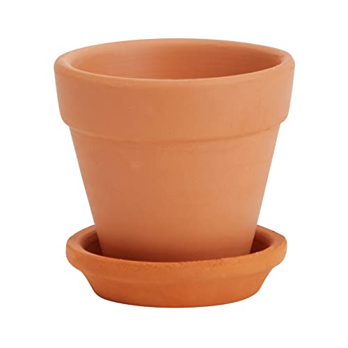 Juvale 2-Inch 16-Pack Small Terracotta Pots with Saucers and Drainage Hole, Paintable Pottery for Succulents, Plants, Flowers, Cactus, Garden Nursery, and Wedding Decor