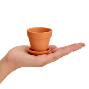 Juvale 2-Inch 16-Pack Small Terracotta Pots with Saucers and Drainage Hole, Paintable Pottery for Succulents, Plants, Flowers, Cactus, Garden Nursery, and Wedding Decor