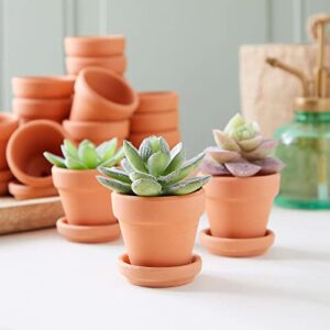 Juvale 2-Inch 16-Pack Small Terracotta Pots with Saucers and Drainage Hole, Paintable Pottery for Succulents, Plants, Flowers, Cactus, Garden Nursery, and Wedding Decor