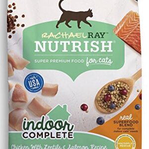 Nutrish Rachael Ray Indoor Complete Natural Dry Cat Food, Chicken with Lentils & Salmon Recipe, 3 lbs (Pack of 2)