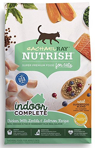 Nutrish Rachael Ray Indoor Complete Natural Dry Cat Food, Chicken with Lentils & Salmon Recipe, 3 lbs (Pack of 2)