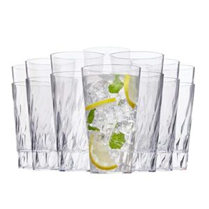 us acrylic palmetto 20 ounce plastic stackable water tumblers in clear | lightweight value set of 16 drinking cups | reusable, bpa-free, made in the usa, top-rack dishwasher safe