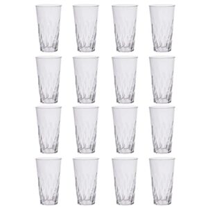 US Acrylic Palmetto 20 ounce Plastic Stackable Water Tumblers in Clear | Lightweight Value Set of 16 Drinking Cups | Reusable, BPA-free, Made in the USA, Top-rack Dishwasher Safe