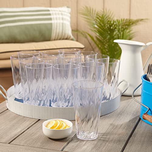 US Acrylic Palmetto 20 ounce Plastic Stackable Water Tumblers in Clear | Lightweight Value Set of 16 Drinking Cups | Reusable, BPA-free, Made in the USA, Top-rack Dishwasher Safe