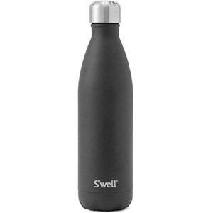s'well stainless steel water bottle - 25 fl oz - onyx - triple-layered vacuum-insulated containers keeps drinks cold for 54 hours and hot for 26 - with no condensation - bpa-free - perfect for the go