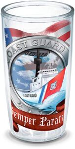 tervis coast guard boat made in usa double walled insulated tumbler cup keeps drinks cold & hot, 16oz, unlidded