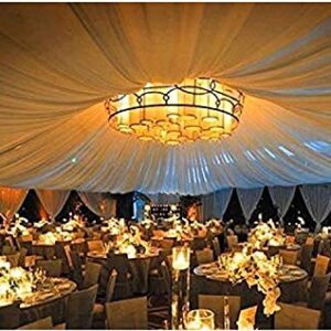 Sheer Voile Chiffon Fabric Draping Panels | 10 Yards 120" Wide White Voile Fabric | Use for Backdrop Curtain -Wedding and Special Events.