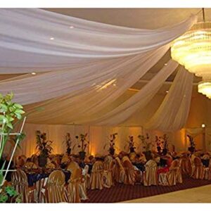 Sheer Voile Chiffon Fabric Draping Panels | 10 Yards 120" Wide White Voile Fabric | Use for Backdrop Curtain -Wedding and Special Events.