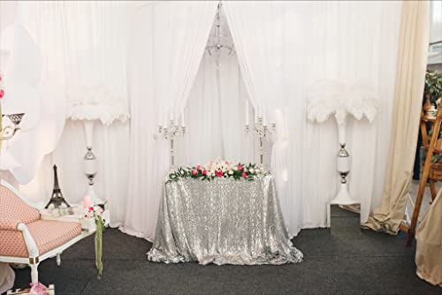 Sheer Voile Chiffon Fabric Draping Panels | 10 Yards 120" Wide White Voile Fabric | Use for Backdrop Curtain -Wedding and Special Events.