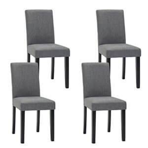 nobpeint urban style solid wood fabric padded parson chair, grey, set of 4