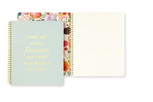 kate spade new york large spiral notebook, 11" x 9.5" with pocket and 160 college ruled pages, quote- flowers