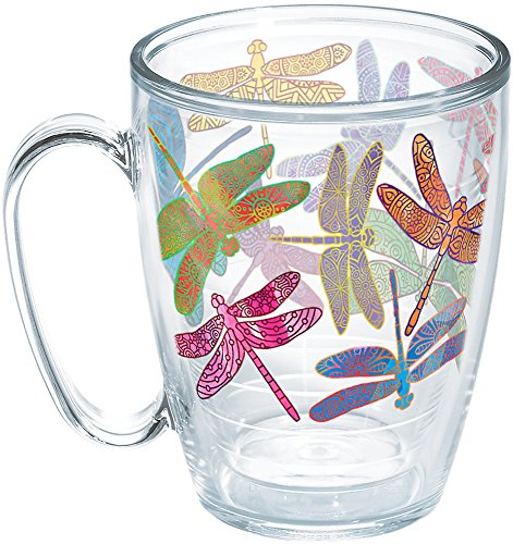 Tervis Made in USA Double Walled Dragonfly Mandala Insulated Tumbler Cup Keeps Drinks Cold & Hot, 16oz Mug Unlidded, Classic