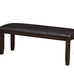 Steve Silver Ally Faux Leather Wood Dining Bench in Dark Brown