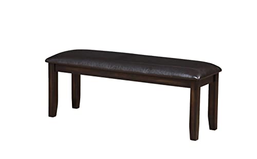 Steve Silver Ally Faux Leather Wood Dining Bench in Dark Brown