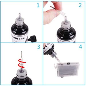 CoYlBod Refill Ink Kit Regular Dye Ink Bottle Replacement for 220 220XL 200 288 XP-430 XP-420 XP-330 XP-310 XP-400 WF-3640 WF-2760 WF-3620 WF-3520, Use for Ink Cartridges or CISS