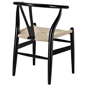 Hawthorne Collections 17" Mod-Century Modern Wood Dining Arm Chair in Black