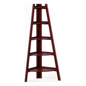 BOWERY HILL 5 Shelf Corner Bookcase in Cherry