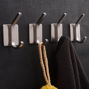yigii towel hook/adhesive hooks - bathroom hooks wall hooks bath show robe hook self adhesive coat hook stick on wall stainless steel brushed 4-pack