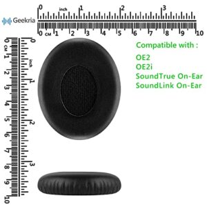 Geekria QuickFit Replacement Ear Pads for Bose On-Ear OE2, OE2i, SoundTrue On-Ear, SoundLink On-Ear Headphones Ear Cushions, Headset Earpads, Ear Cups Cover Repair Parts (Black)