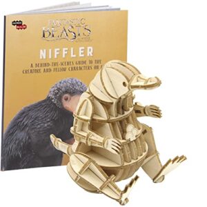 fantastic beasts niffler 3d wood puzzle & model figure kit (42 pcs) - build & paint your own 3-d movie toy, no glue required - harry potter gift for kids & adults, 8+ 
