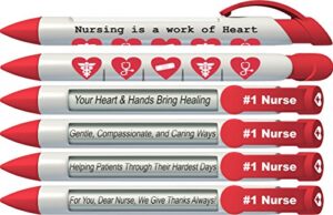 greeting pen nurse pens- nursing is a work of heart rotating message 6 pen set (36541)