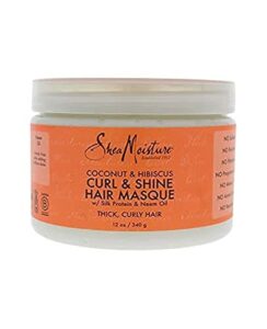 sheamoisture curl & shine hair masque with silk protein & neem oil, coconut & hibiscus, 11.5 oz (340 g)
