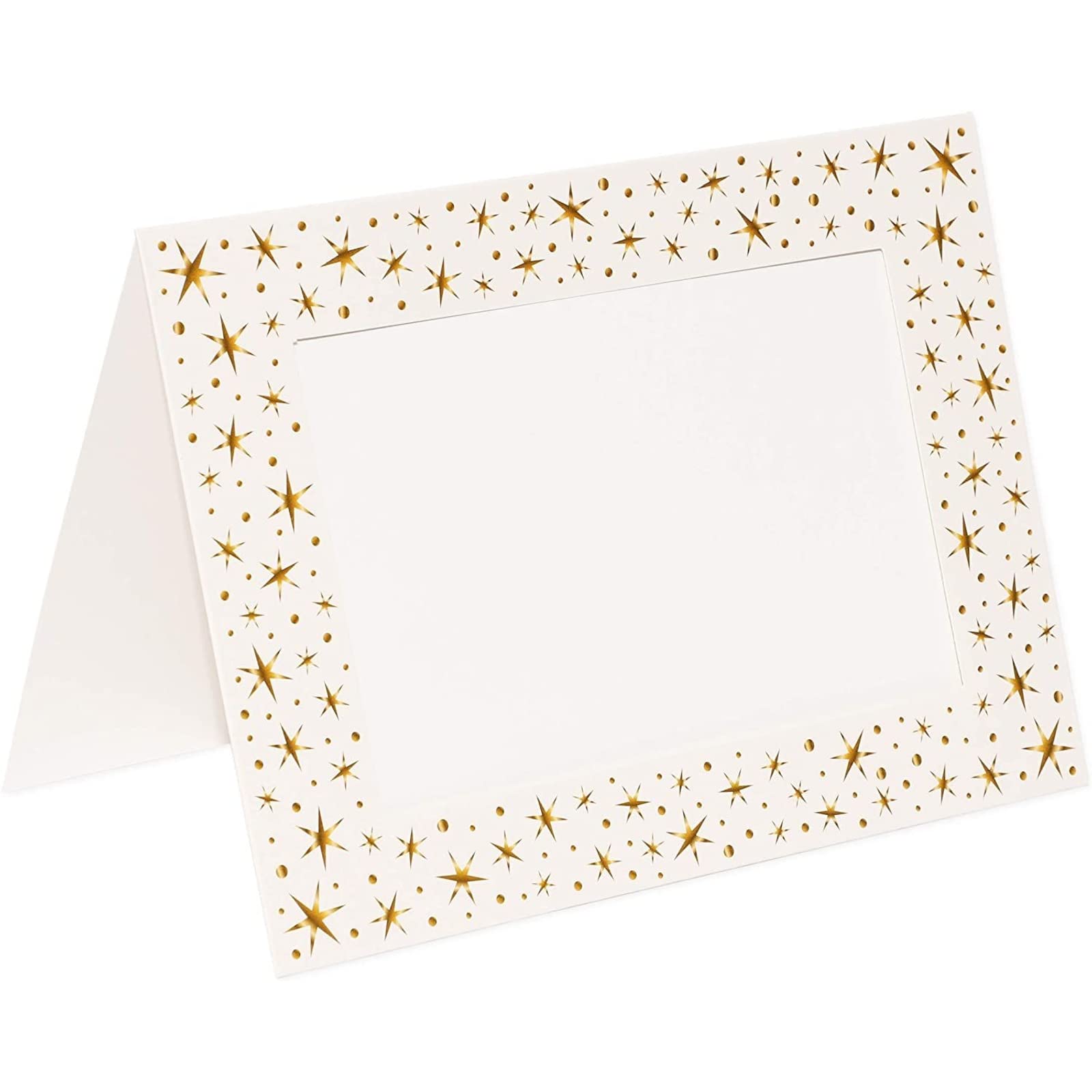 36 Pack Photo Insert Greeting Cards with Envelopes Included, Gold Stars Border, 5 x 7 In Photos, Durable Paper Picture Frames for Birthdays, Anniversaries, Weddings