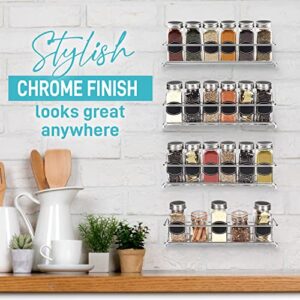 Ultimate Hostess Spice Rack Wall Mount - Spice Organizer for Cabinet, Pantry, and Tiny Kitchen - Space-Saving Hanging Spice Rack - Wall Spice Rack - Screw or Adhesive Spice Rack, 4-Tier, Fit 24 Jars