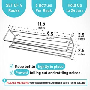 Ultimate Hostess Spice Rack Wall Mount - Spice Organizer for Cabinet, Pantry, and Tiny Kitchen - Space-Saving Hanging Spice Rack - Wall Spice Rack - Screw or Adhesive Spice Rack, 4-Tier, Fit 24 Jars