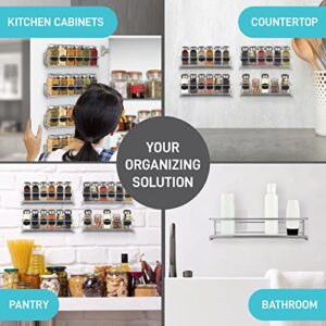 Ultimate Hostess Spice Rack Wall Mount - Spice Organizer for Cabinet, Pantry, and Tiny Kitchen - Space-Saving Hanging Spice Rack - Wall Spice Rack - Screw or Adhesive Spice Rack, 4-Tier, Fit 24 Jars