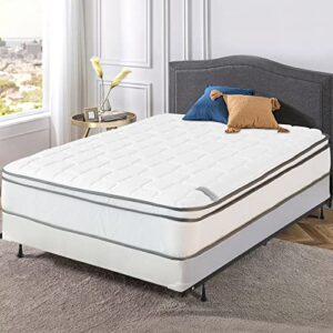 mattress solution 10-inch medium plush eurotop pillowtop innerspring mattress and 4" low profile wood boxspring/foundation set, with frame, 75" x 48", 1