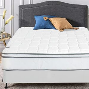 Mattress Solution 10-Inch Medium Plush Eurotop Pillowtop Innerspring Mattress and 4" Low Profile Wood Boxspring/Foundation Set, with Frame, 75" X 48", 1