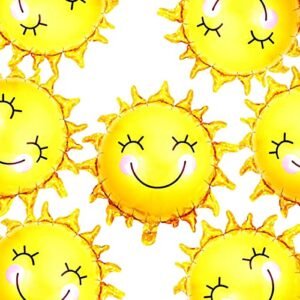 28 inch summer sun smile foil mylar balloons helium balloon you are my sunshine baby shower birthday party wedding decorations, 12pc