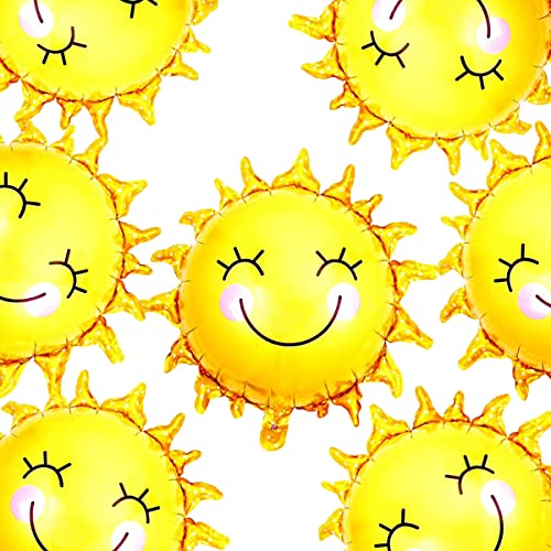 28 inch Summer Sun Smile Foil Mylar Balloons Helium Balloon You Are My Sunshine Baby Shower Birthday Party Wedding Decorations, 12pc