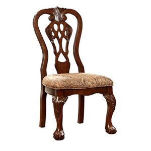 bowery hill traditional wood dining chair in brown cherry (set of 2)